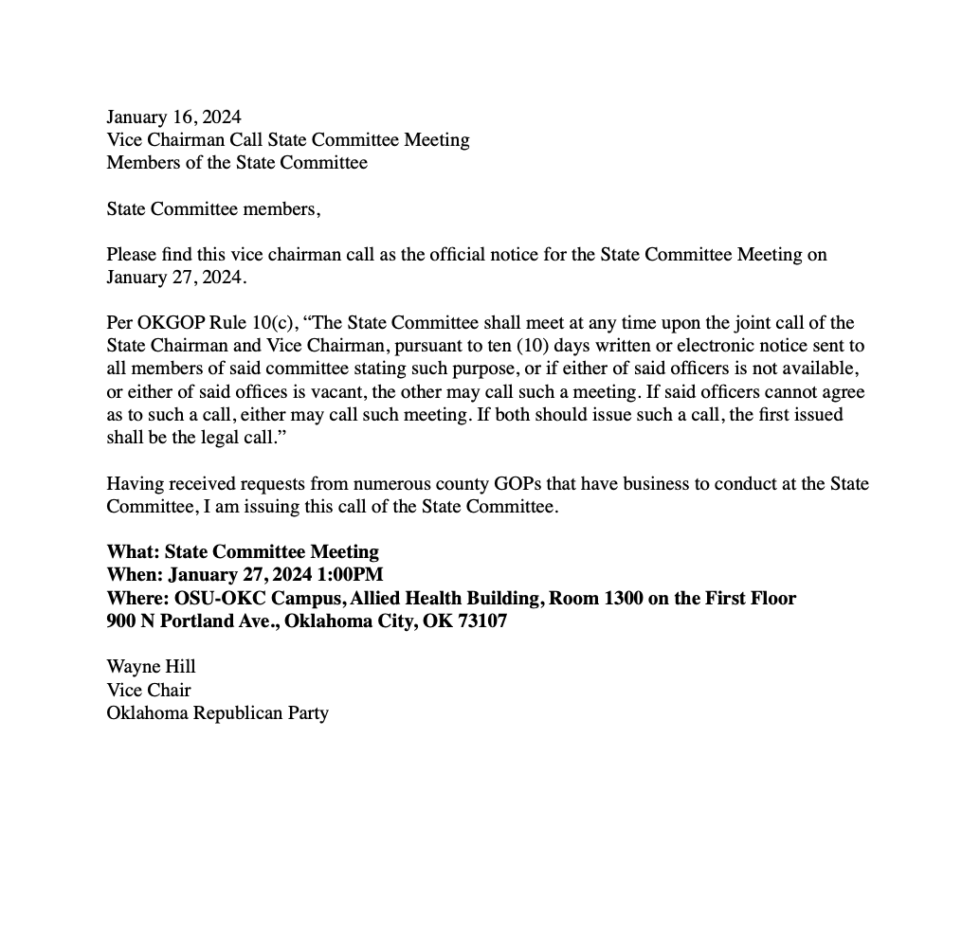 Why I Called a State Committee Meeting | OKGrassroots